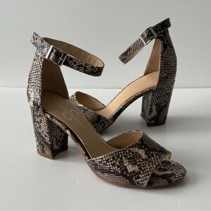 Jessica Simpson Snakeskin Print Block Heel Sandals Size 9M